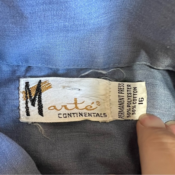 Marte Continentals USA Vintage 60s-70s Chambray Button Down Shirt Embroidered - Picture 4 of 7